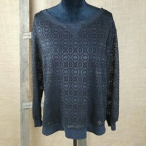 Lane Bryant plus size women 14/16 black open knit